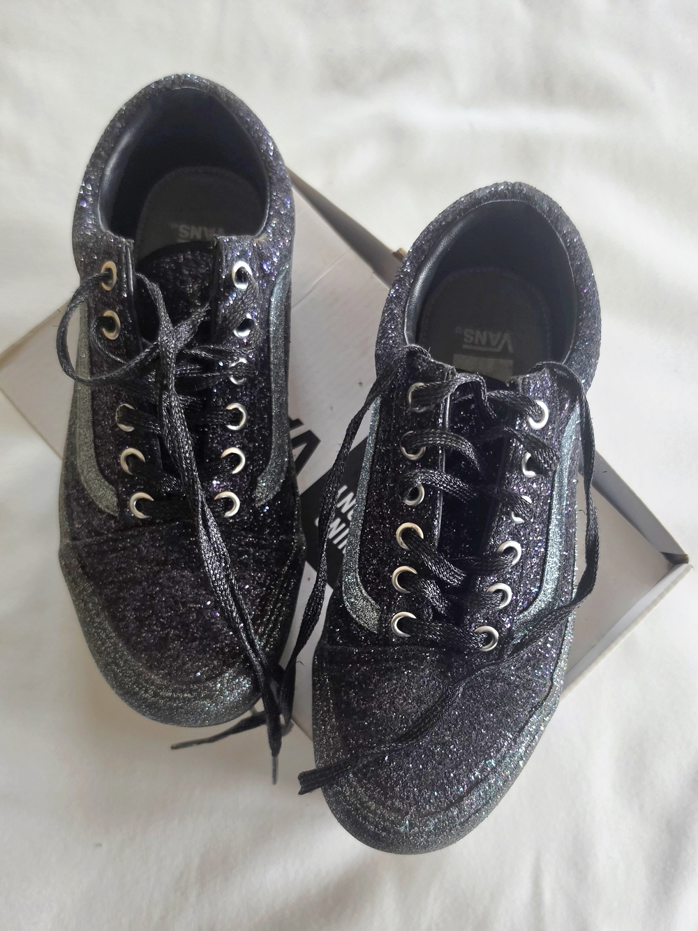 Opening Ceremony/Vans Preloved Glitter Black Lace-Up Sneakers